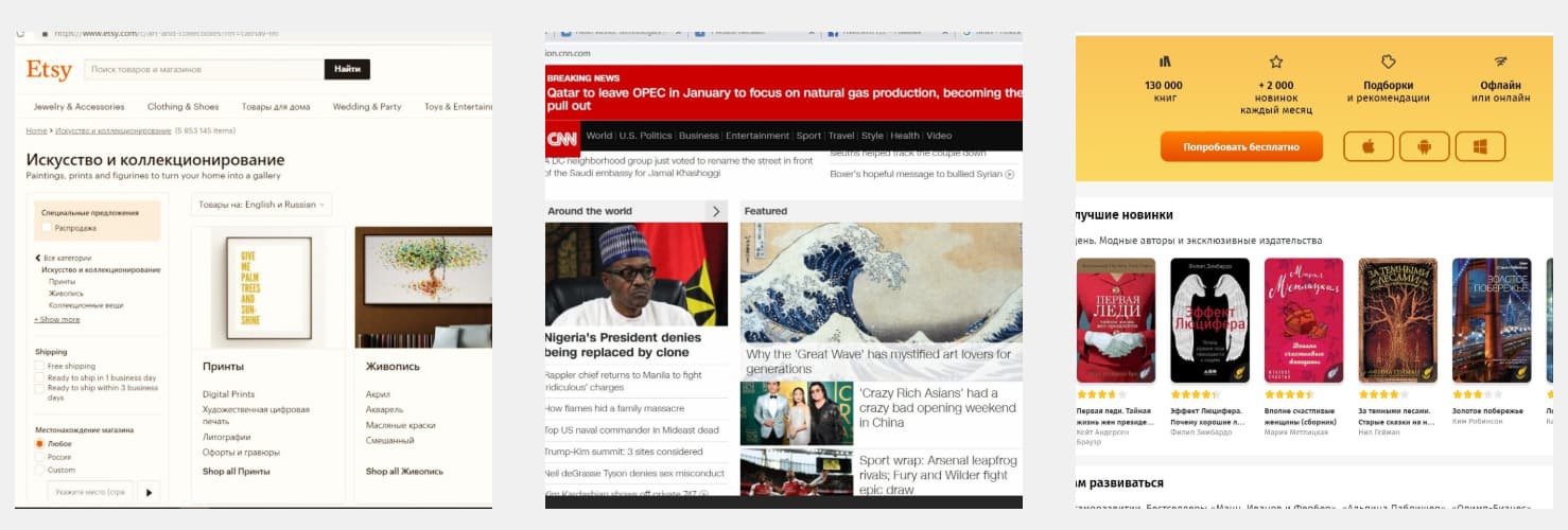 интернет-магазин, новостной портал, сетевая библиотека и CRM-система